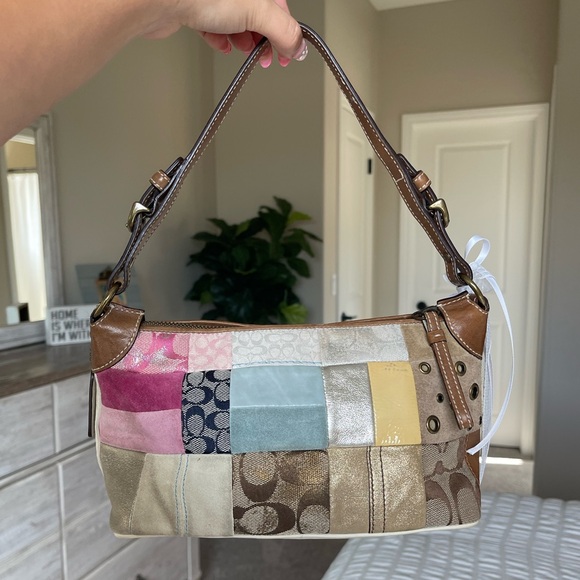 Vintage COACH Patchwork Mini Y2K Shoulder Purse - Picture 3 of 13